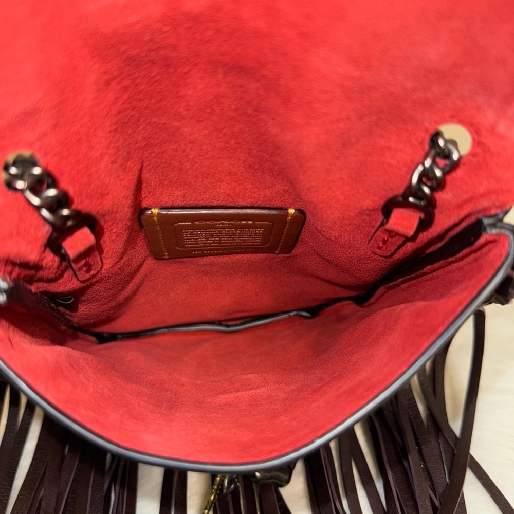 Coach Fringe Saddle Bag With Pyramid Rivets - Picture 11 of 12